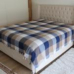 Checkers Bed Cover Blue